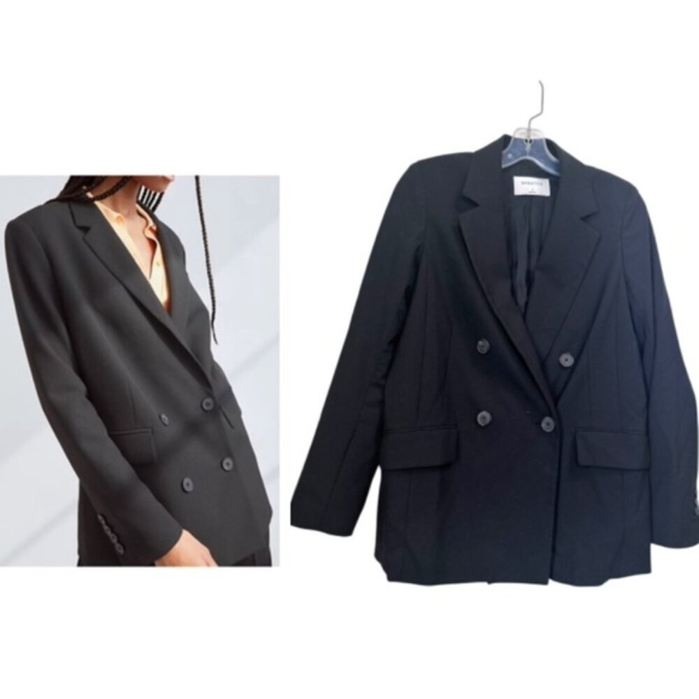 Aritzia Babaton Wool Double Breasted Preppy Blazer Jacket Lightweight Pockets 2